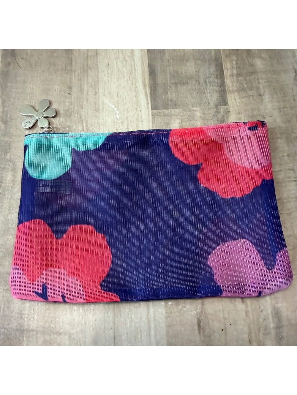 Ipsy September 2026 Blue/Purple Floral Mesh Zip Makeup Pouch BAG ONLY EMPTY